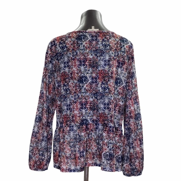 DEPT222 Floral Embroidered Tassel Tie L/S Blouse - Picture 2 of 12
